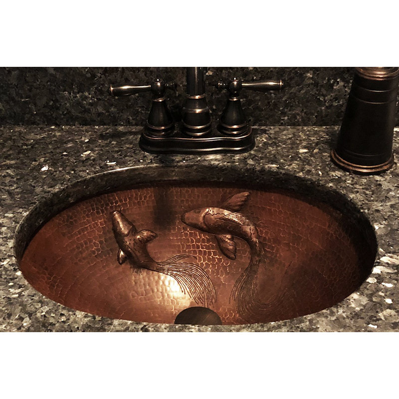 Premier Copper Products Hammered Metal Oval Undermount Bathroom Sink